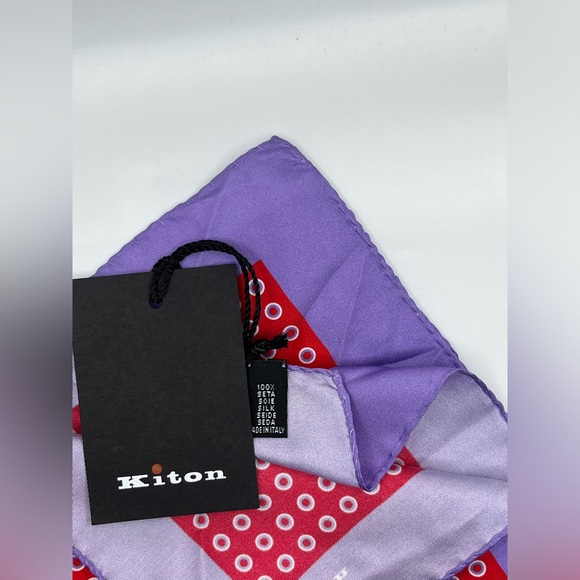 100% NWT KITON Silk Pocket Square Purple - Red. (15 X 15) - Picture 4 of 6